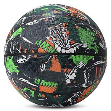 Imagem de MINDCOLLISION Bola de basquete grafiti, couro macio durável, para crianças, adolescentes, iniciantes, tamanhos 7 e 5, dinossauro esqueleto, nº 7