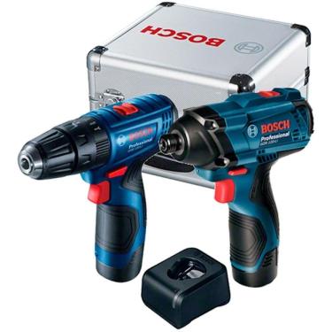 Imagem de Kit Parafusadeira/Furadeira GSR 120  Chave de Impacto GDR 120 Com Maleta de Alumínio - Bosch