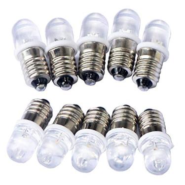 Imagem de GutReise 10 pçs E10 Screw DC4,5 V Warm White Spot LED Lamp +10 pcs Base E10 (DC4,5 V, Branco quente)