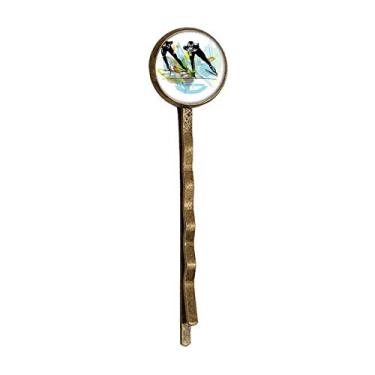 Imagem de Esportivo Speed Skating Athletes Aquarela Retro Metal Hair Bobby Pin Headwear