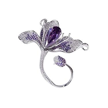 Imagem de KIZQYN Broche feminino broche de tulipa elegante e elegante, broche de luxo de alta qualidade acessórios bonitos presente para acessório de fantasia de mãe (cor: roxo)