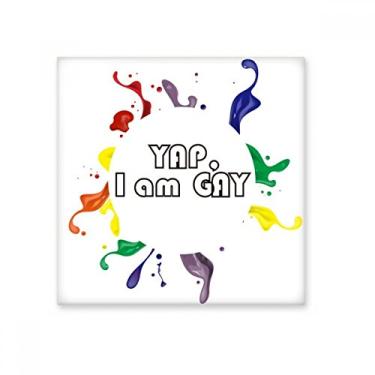 Imagem de LGBT Bandeira do arco-íris Yap I Am Men Decalque brilhante de cerâmica em tijolos esmaltados