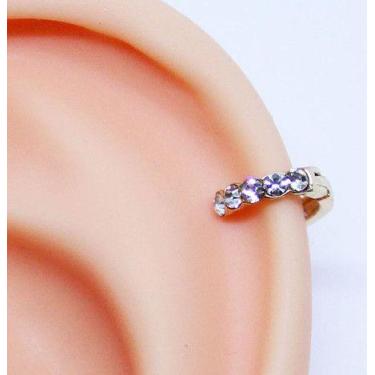 Imagem de Piercing Argola Folheada A Ouro Com Strass 6mm - Eu Curto Acessórios