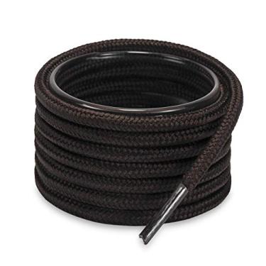 Imagem de Cadarços redondos de cor sólida Shoemate para tênis e botas com 4 Algets de ponta de cadarço, 17 Dark Brown, 63"(160cm)