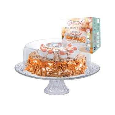 Imagem de Boleira com Pé Ruvolo Gourmet em Vidro com Tampa Plástica