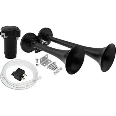 Imagem de Vixen Horns Buzina de ar de trem trompete alto 2/duplo com um compressor completo sistema/kit preto 12V VXH2311B