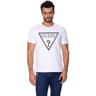 Imagem de Camiseta Guess Masculina Class Faded Lines Logo Branca-Masculino