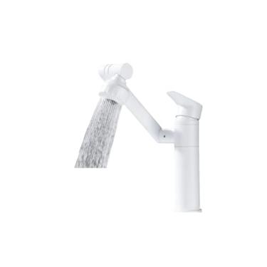 Imagem de Torneira de pia de cozinha de 1080 graus Torneira de banheiro Torneira misturadora aeradora 2 em 1 Torneira preta aquecida Torneira misturadora gourmet, branca, curta