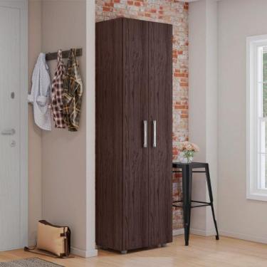 Imagem de Armário Multiuso 2 Portas 4 Prateleiras Beatriz - AJL Móveis, Castanho