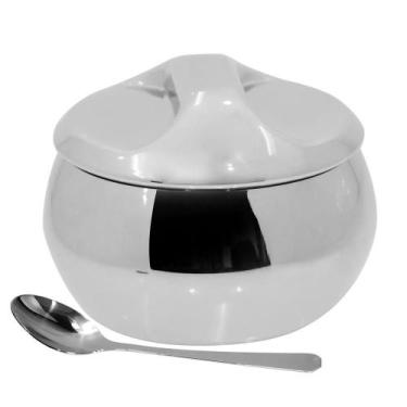Imagem de Açucareiro Inox Com Colher 300Ml Café Chá Luxo - Class Home