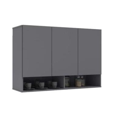 Imagem de Armário Aéreo MI 3 Portas Com Nichos Para Objetos e Decoração Sem Puxa