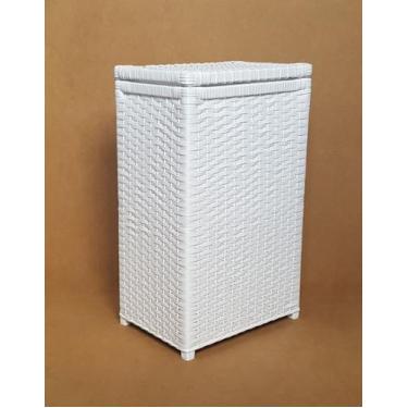 Imagem de Cesto de Roupa Fibra Sintética 45 Litros 36x25x60 Branco - Artesanato 