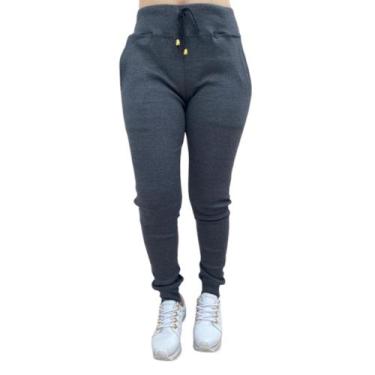 Imagem de Calça Ribana Feminina Moletom Cintura Alta Confortável - JinkingStore,