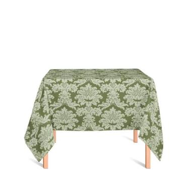 Imagem de Toalha de Mesa Quadrada em Tecido Jacquard Verde Pistache Medalhão Tra
