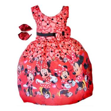 Imagem de Vestido Infantil Festa Luxo Menina Temático Tiara Vermelho - Pingo de 
