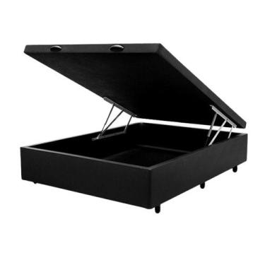 Imagem de Box com Baú Base Casal Preto de Madeira - FácilPedido
