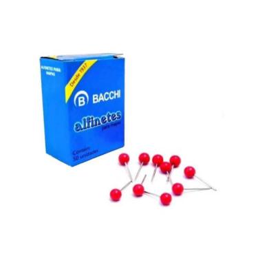 Imagem de Alfinete Para Mapa Com 50 Unidades Nº 5 Vermelho Bacchi