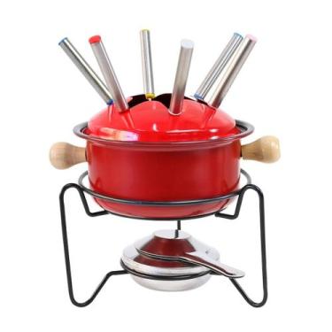 Imagem de Conjunto para fondue esmaltado com 10 peças de aço - Wincy, VERMELHO