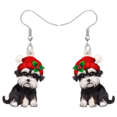 Imagem de DALANE Brincos de acrílico padrão para cães Schnauzer de Natal, pingentes, anime, filhotes, animais de estimação, joias para mulheres amantes de cães, Medium, Acrílico, Sem pedra preciosa