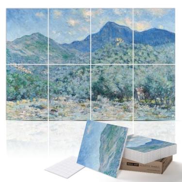 Imagem de PINWELIFE Painéis acústicos de arte de parede, 122 x 81 x 1 cm, pacote com 6 painéis de parede com absorção de som, reduz o eco e reverberação do ambiente, painéis de parede à prova de som para casa/estúdio/escritório (Monet_Valle Buona)
