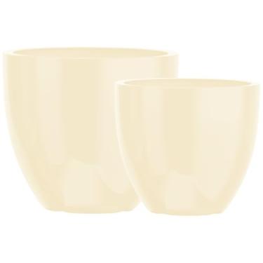 Imagem de Kit 2 Vasos Cachepot Fibra Vidro 57cm E 45cm Plantas Cores (Areia)