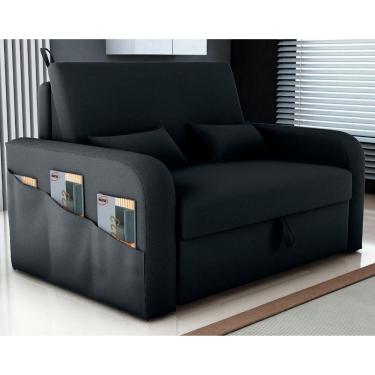 Imagem de Sofá Cama Com Baú Gorteen Veludo Inca Preto