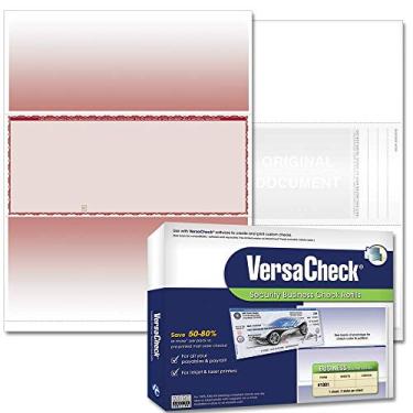 Imagem de VersaCheck Verificação segura - 1000 cheques de voucher de negócios em branco - Burgundy Premium - Formulário nº 1001 de 1000 folhas - Check in Middle