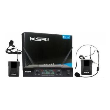 Imagem de Microfone Sem Fio Duplo Headset + Lapela Camera Ksr Pro Uhf