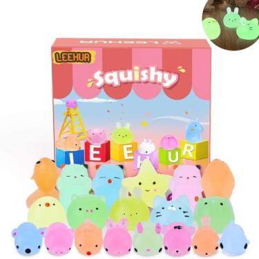 Imagem de Squishy LEEHUR Mochi Glitter - 20 Unidades de Animais que Brilham no E