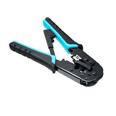 Imagem de Ferramenta de Crimpagem, Alicates de Cabo Líquido de Catraca Multifuncionais Com Decapagem de Corte para RJ12 RJ45, Compacto Portátil de Aço Carbono para Reparo de Cabo de Rede