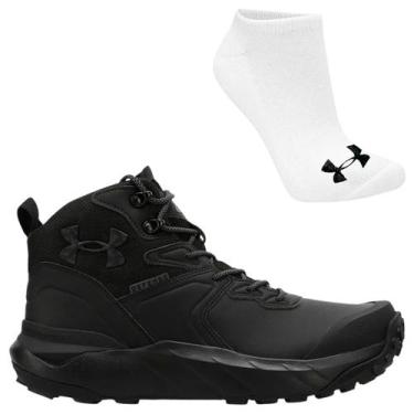 Imagem de Kit Tênis Under Armour Defense Mid Masculino e Meia, 41, Preto, Mascul