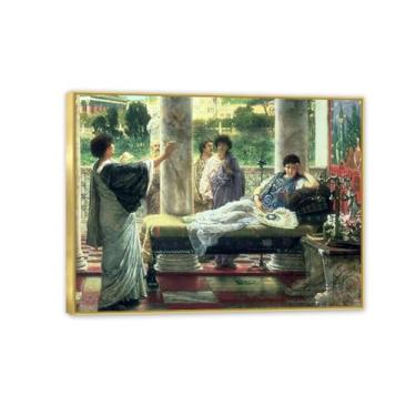 Imagem de MOBYAT Moldura dourada Catullus Reading his Poems by Lawrence Alma Tadema Prints, reprodução de pintura a óleo, impressão giclée em tela, arte de parede pronta para pendurar para decoração de quarto