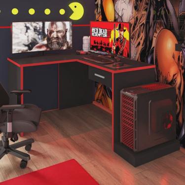 Imagem de Mesa Gamer Escrivaninha em L DRX9000 1 Gaveta