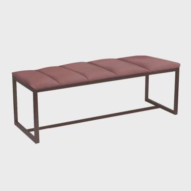 Imagem de Calçadeira Industrial Carla 100cm Solteiro Quarto Box Cama Ferro Marrom Suede Rose - Ahz Móveis
