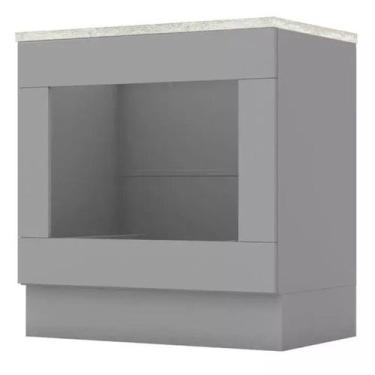 Imagem de Balcao Forno Embutir Tampo Cooktop 80 cm Americana Cinza Calcare Henn,