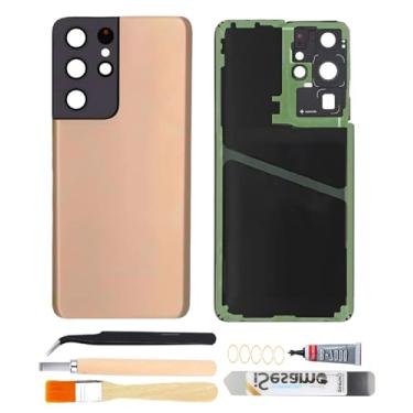 Imagem de Yehofova Substituição de vidro traseiro traseiro para Samsumg Galaxy S21 Ultra todas as operadoras com substituição de vidro de lente de câmera pré-instalada com kits de ferramentas de reparo (marrom)