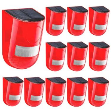 Imagem de Comboss Sensor De Movimento Alarme Som E Luz Solar, Sirene 110 Decibéis, Alerta Sonoro 6 Leds, Flash Aviso, Sistema Segurança Estroboscópico Para Vila Fazenda (Pacote Com 12)
