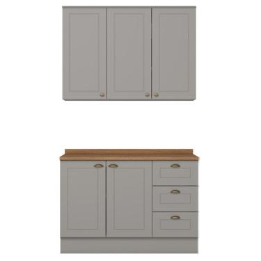 Imagem de Armario Aereo E Balcao 120cm CE169 Americana Cinza Nature Henn