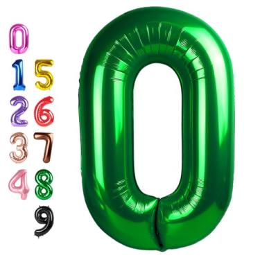 Imagem de Balloon Numbers 40 Inch Big 0 Dark Green Ballon Number for Birthday Decoration, Foil Baloon for 10 20 30 40 100 2025 Graduation Decor Wedding Anniversary Party