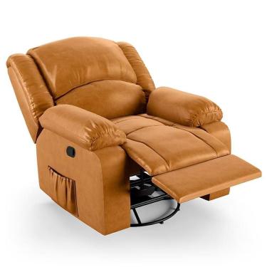 Imagem de Poltrona Do Papai Reclinável Pietra Glider Giratória Massagem Fh9 Pu Whisky - Mpozenato
