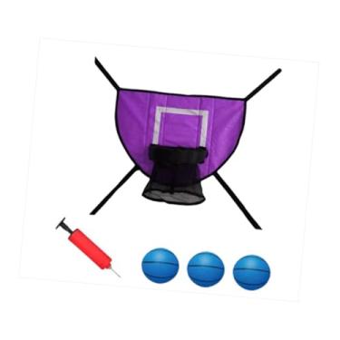 Imagem de Vaveren Conjunto de cesta de basquete e trampolim, gol de basquete macio, rodapé leve com 3 mini bolas e 1 bomba para treinamento infantil, Basquete Azul
