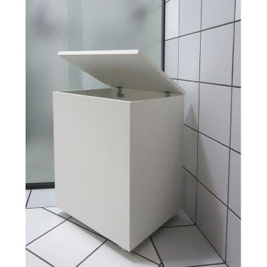 Imagem de Cesto De Roupas Baú Roupeiro Tulha Com Rodízios Branco