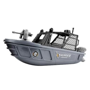 Imagem de Barco de Combate, 36cm, Brinquedo Flutuante com Motor e Arma, Cinza e Preto