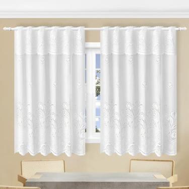 Imagem de Cortina de Renda Tulipas Branco com Bandô 2,00x1,30m Jacquard Beija Fl