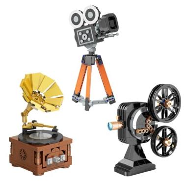 Imagem de Brihappen 3 in 1 Vintage Model Building Set for Adults Girls Boys 14+, Retro Phonograph Projector Camera Collectible and Display Model Home Office Decor, Creative Birthday Gifts (705 Pieces)