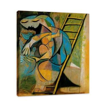 Imagem de LKXGRRSFG Impressão em tela Cubismo Pablo Picasso Esposa do fazendeiro em uma escada – Reprodução profissional Arte Moderna 69,8 x 84 cm