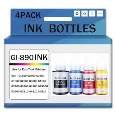 Imagem de GI-890 refil de frascos de tinta colorida de substituição para GI 890 Use com Canon CCN- G1800 G2800 G3800 G1000 G2000 G3000 G1100 G2100 G3100 G2900G Impressora de alto volume de impressão, 4 cores