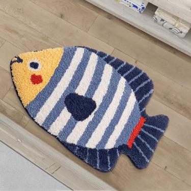 Imagem de Tapete de animais do oceano 53 x 83 cm, animais fofos, antiderrapante, supermacio, tapete para quarto de crianças, sala de jogos, quarto de bebê, tapete circular lavável educacional para decoração de