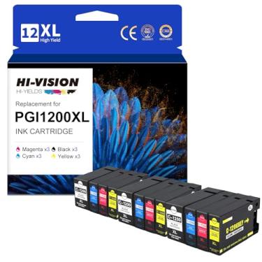 Imagem de HI-VISION HI-YIELDS Cartucho de tinta de substituição compatível para Canon PGI-1200XL PGI-1200 XL para uso com impressora Maxify MB2720 MB2320 MB2120 MB2350 MB2050 MB2020 (3 pretas, 3 ciano, 3