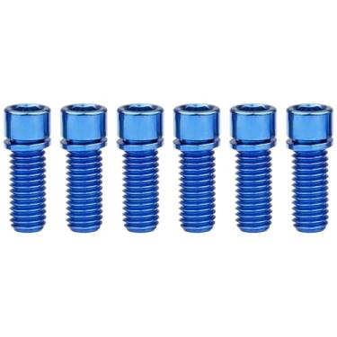 Imagem de Wanyifa Parafuso de titânio M8 x 20 mm com arruela para haste de bicicleta BMX pacote com 6 (azul)